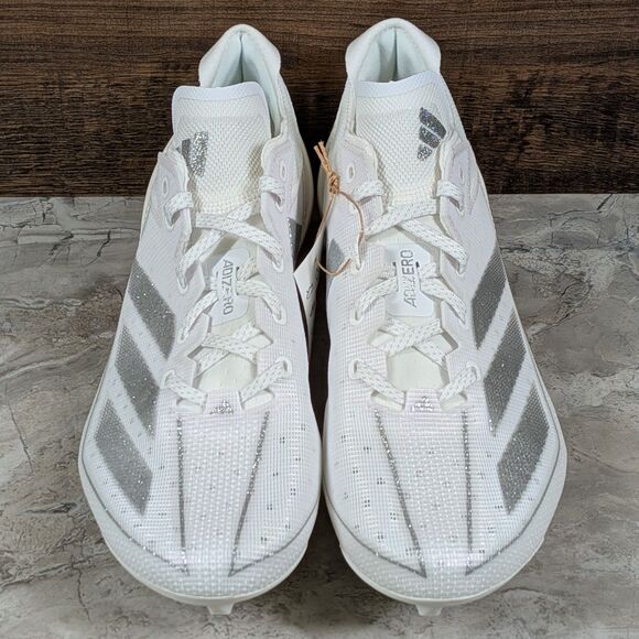 Adidas Adizero Electric Men\'s 9.5 White Metallic Silver Football Cleats IE4374 main image 4